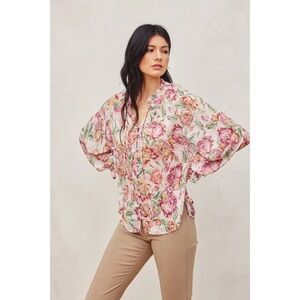 Floral Ruffled Collar Blouse